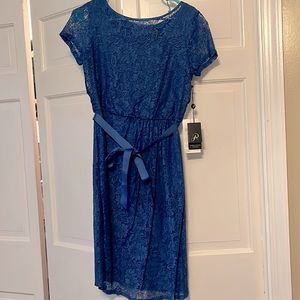 New with tags Adrianna Papell cocktail dress. Blue lace flower detail size 4
